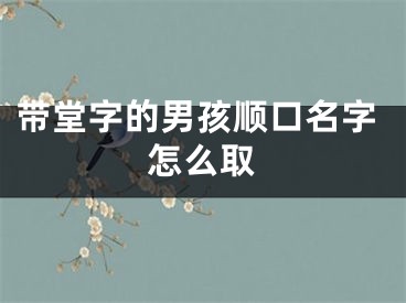 带堂字的男孩顺口名字怎么取