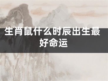生肖鼠什么时辰出生最好命运