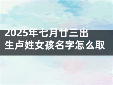 2025年七月廿三出生卢姓女孩名字怎么取