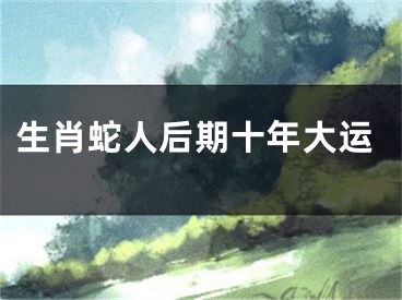 生肖蛇人后期十年大运