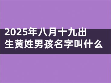 2025年八月十九出生黄姓男孩名字叫什么