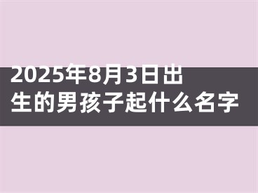 2025年8月3日出生的男孩子起什么名字