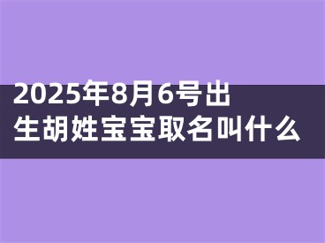 2025年8月6号出生胡姓宝宝取名叫什么