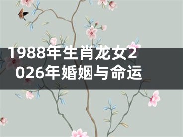 1988年生肖龙女2026年婚姻与命运
