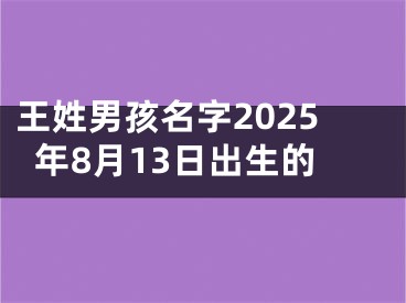 王姓男孩名字2025年8月13日出生的