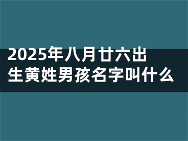 2025年八月廿六出生黄姓男孩名字叫什么