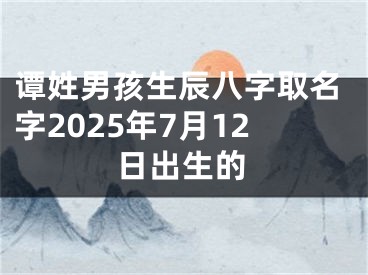 谭姓男孩生辰八字取名字2025年7月12日出生的