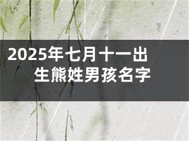 2025年七月十一出生熊姓男孩名字