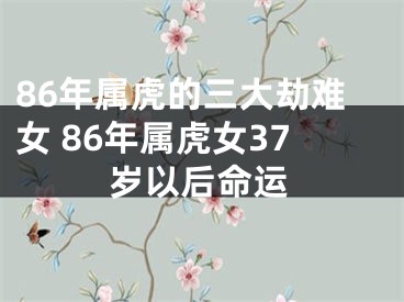 86年属虎的三大劫难女 86年属虎女37岁以后命运