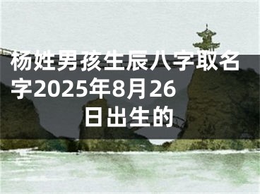 杨姓男孩生辰八字取名字2025年8月26日出生的