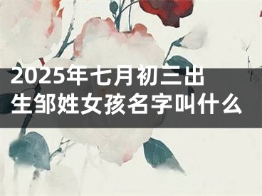 2025年七月初三出生邹姓女孩名字叫什么