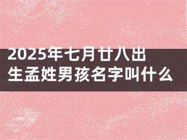 2025年七月廿八出生孟姓男孩名字叫什么