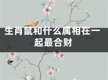 生肖鼠和什么属相在一起最合财