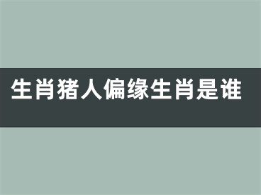 生肖猪人偏缘生肖是谁