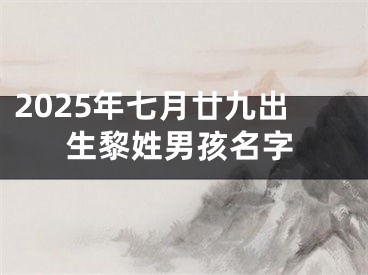 2025年七月廿九出生黎姓男孩名字