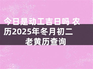 今日是动工吉日吗 农历2025年冬月初二老黄历查询