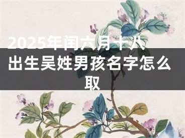 2025年闰六月十八出生吴姓男孩名字怎么取