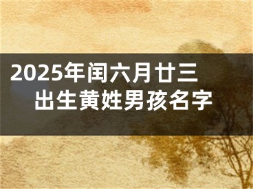 2025年闰六月廿三出生黄姓男孩名字