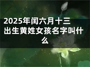 2025年闰六月十三出生黄姓女孩名字叫什么
