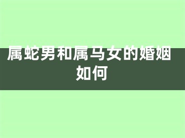 属蛇男和属马女的婚姻如何