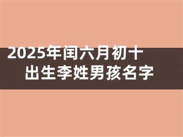 2025年闰六月初十出生李姓男孩名字