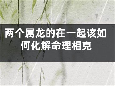 两个属龙的在一起该如何化解命理相克