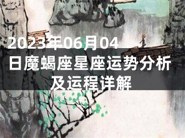 2023年06月04日魔蝎座星座运势分析及运程详解