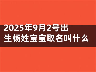 2025年9月2号出生杨姓宝宝取名叫什么
