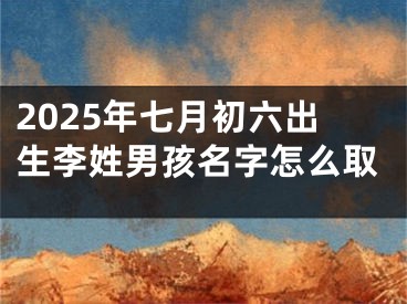 2025年七月初六出生李姓男孩名字怎么取