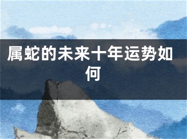 属蛇的未来十年运势如何