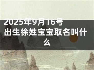 2025年9月16号出生徐姓宝宝取名叫什么