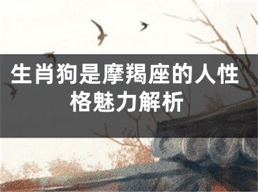 生肖狗是摩羯座的人性格魅力解析