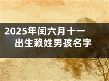 2025年闰六月十一出生赖姓男孩名字