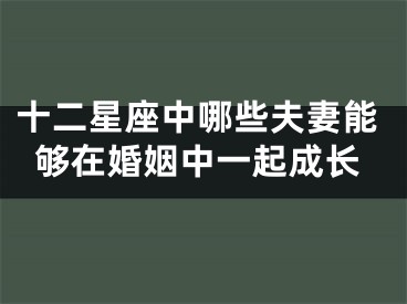 十二星座中哪些夫妻能够在婚姻中一起成长