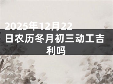 2025年12月22日农历冬月初三动工吉利吗