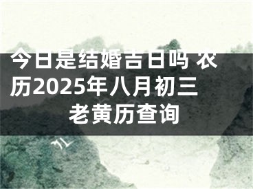 今日是结婚吉日吗 农历2025年八月初三老黄历查询