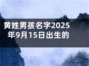 黄姓男孩名字2025年9月15日出生的