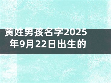 黄姓男孩名字2025年9月22日出生的