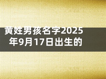 黄姓男孩名字2025年9月17日出生的