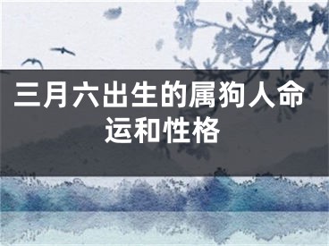 三月六出生的属狗人命运和性格