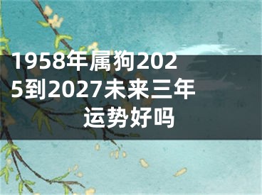 1958年属狗2025到2027未来三年运势好吗
