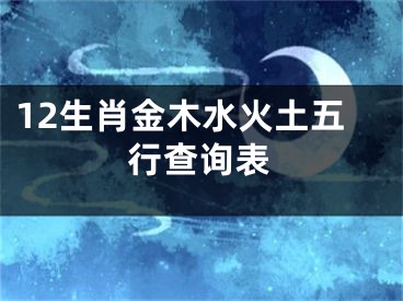 12生肖金木水火土五行查询表