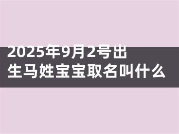 2025年9月2号出生马姓宝宝取名叫什么