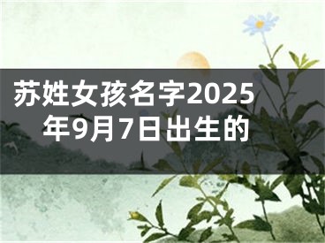 苏姓女孩名字2025年9月7日出生的