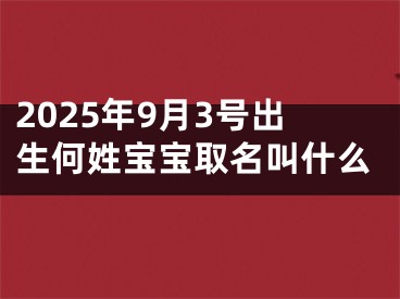 2025年9月3号出生何姓宝宝取名叫什么
