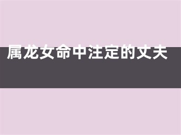 属龙女命中注定的丈夫 