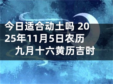 今日适合动土吗 2025年11月5日农历九月十六黄历吉时