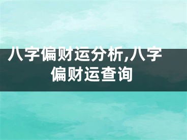 八字偏财运分析,八字偏财运查询