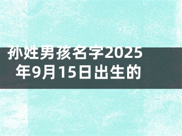孙姓男孩名字2025年9月15日出生的