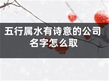 五行属水有诗意的公司名字怎么取